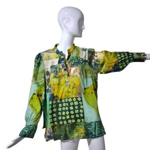 NOEN Artsy Patchwork Sophisticated Womens size 10 Boho Career Old Money Prep Top